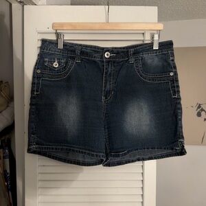 Angels Cotton Blend Rhinestone Denim Shorts | Dark Wash | 14 | Y2K